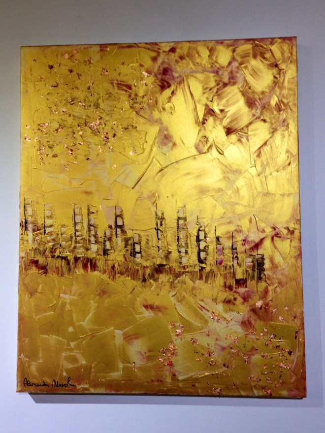 "Paesaggio urbano dorato" di Alessandra Mussolini. Foto Safarik Art Magazine