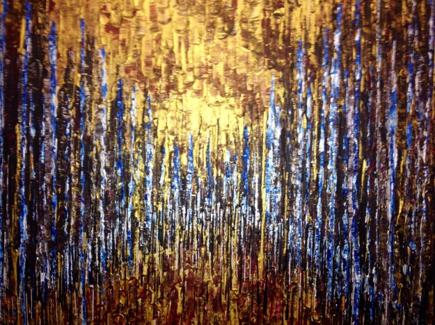 Particolare di "Prospettiva di foresta blu e oro" di Alessandra Mussolini. Foto Safarik Art Magazine