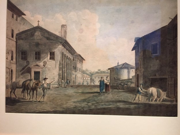 Abraham-Louis-Rodolphe Ducros e Giovanni Volpato, Veduta del Tempio della Fortuna Virile (poi Chiesa di Santa maria Egiziaca), 1780, acquaforte. Mostra Armenia. Foto Safarik Art Magazine