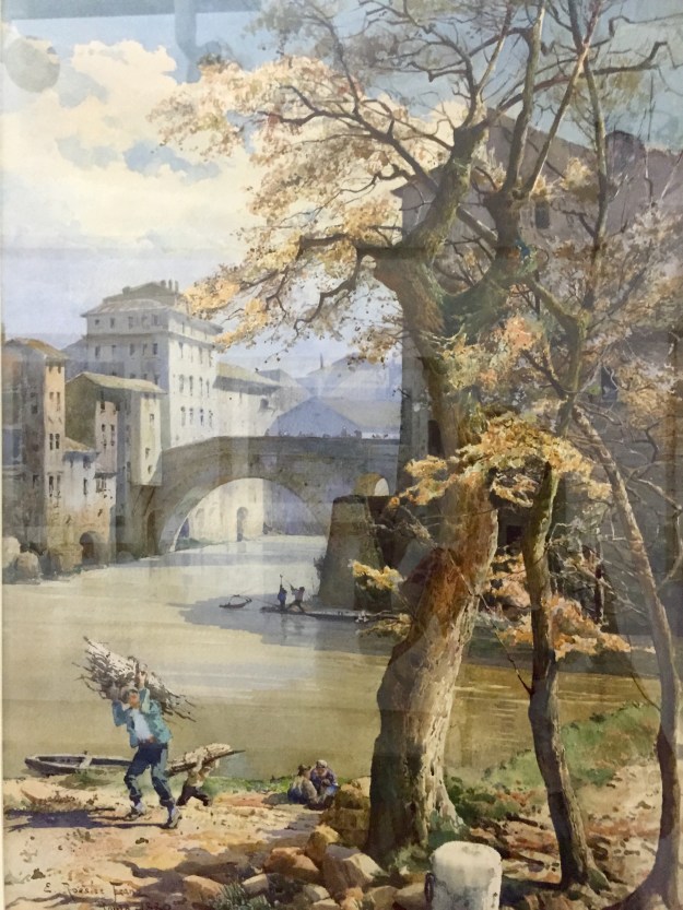Ettore Roesler Franz, La sponda del Tevere alla Regola presso il Ghetto, 1880, acquarello su carta (watercolour on paper,The bank of the Tiber at Regola near the Ghetto). Foto Safarik Art Magazine