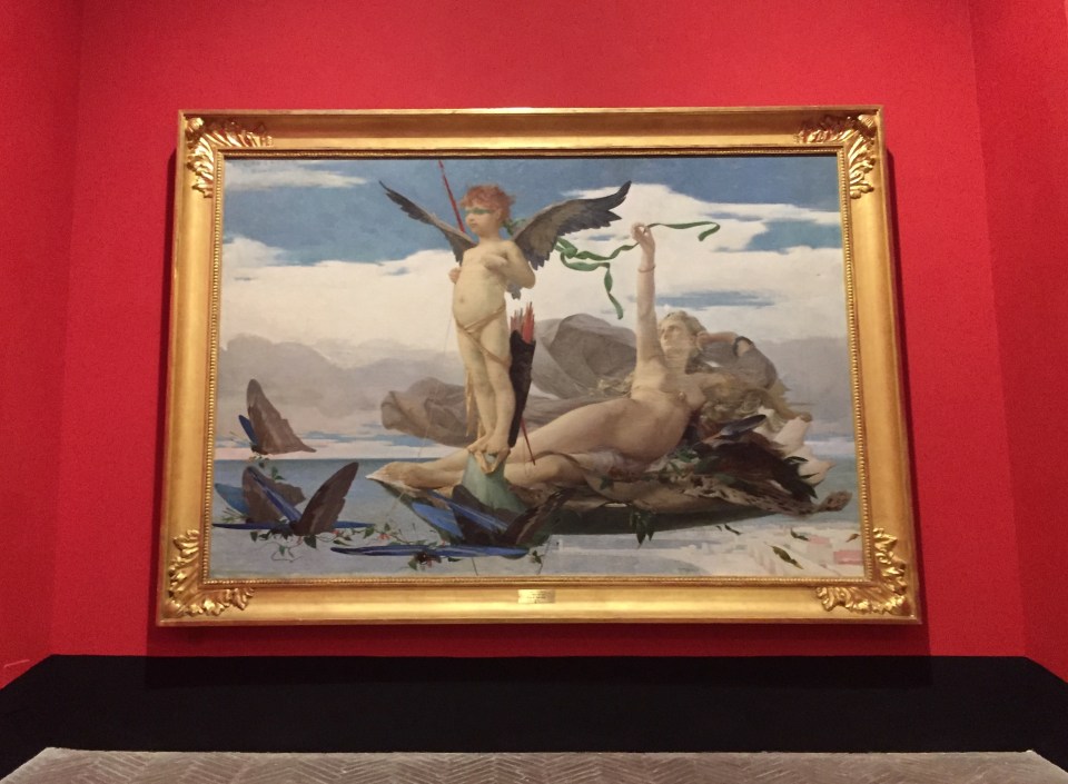 Edouard Toudouze, Eros e Afrodite, 1872, olio su tela, cm. 190x283, Rennes, Musée de Beaux-Arts, deposito del Fonds national d'art contemporain, inv FNAC PFH-2462. Accademia di Francia a Roma, Mostra 350 anni di creatività, 2016-17. Foto Safarik Art Magazine