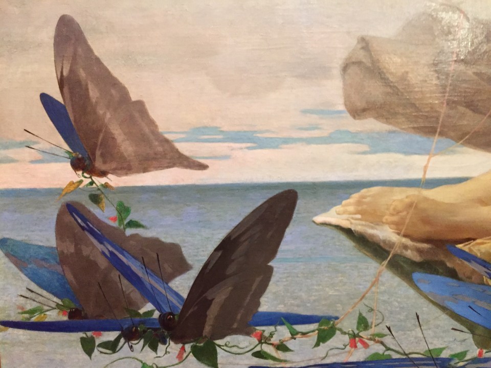 Edouard Toudouze, Eros e Afrodite (particolare farfalle), 1872, olio su tela, cm. 190x283, Rennes, Musée de Beaux-Arts, deposito del Fonds national d'art contemporain, inv FNAC PFH-2462. Accademia di Francia a Roma, Mostra 350 anni di creatività, 2016-17. Foto Safarik Art Magazine