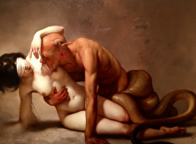 Roberto Ferri (Taranto, Italia, n. 1978), "Lacrime d'avorio" (2015), olio su tela, cm. 49x70, Barcellona, MEAM, Museo Europeo d'Arte Moderna. Foto SAM