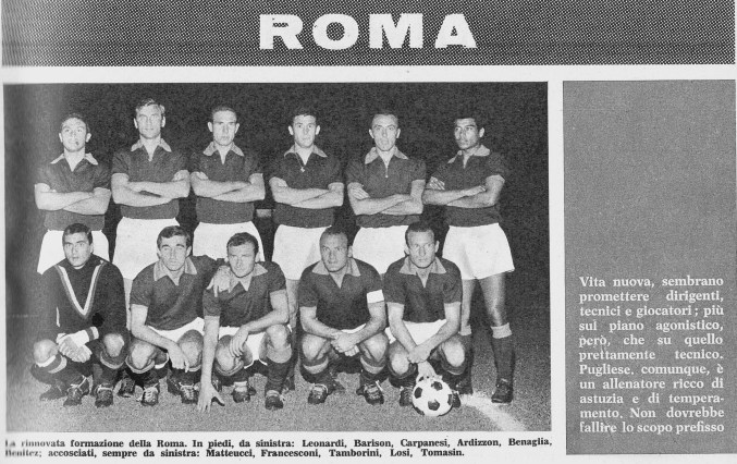 La rosa della Roma Calcio 1965 in Almanacco Giallorosso. Foto web.