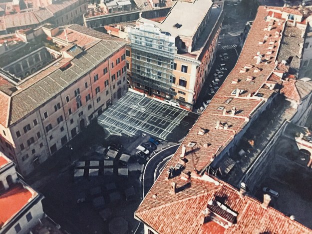 Foto aerea della sede della Facoltà di Architettura de La Sapienza di Roma in Piazza Borghese. Foto Ansa