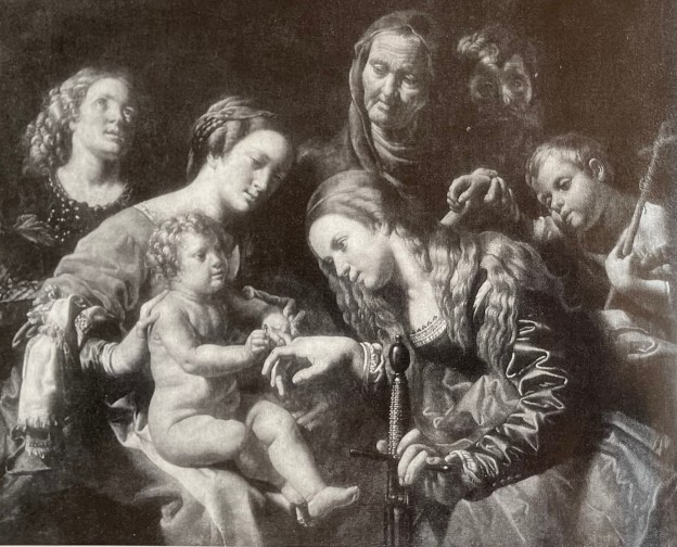 Theodoor van Loon (1581 o 1582 – 1649), Matrimonio mistico di Santa Caterina d'Alessandria, Art Gallery, Perm (USSR), olio su tela, cm. 93x115