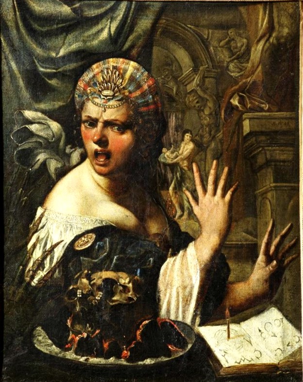 Pseudo Caroselli, La Negromante, 1625, olio su tela, 44 × 35 cm, Pinacoteca civica "F. Podesti", Ancona